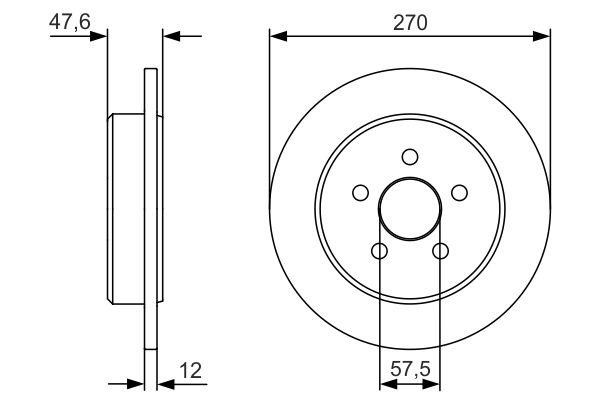Bosch 0 986 479 V43 Rear brake disc, non-ventilated 0986479V43