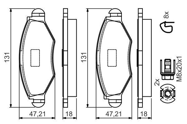 Bosch 0 986 495 052 Brake Pad Set, disc brake 0986495052