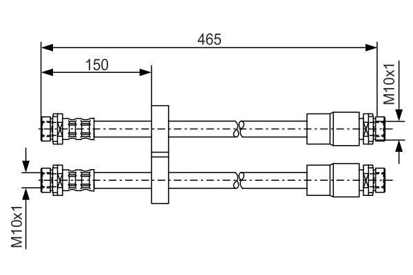 Flexible brake line Fiat Doblo: 1987476125 Bosch Brake Hose
