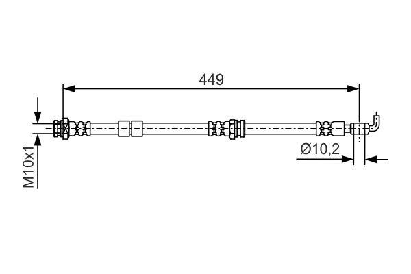 Flexible brake hose Mazda CX-7: 1987481722 Bosch Brake Hose