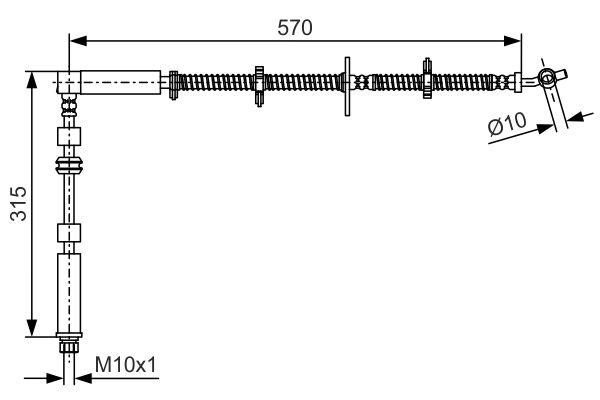Flexible brake line Land Rover Discovery: 1987481A64 Bosch Brake Hose