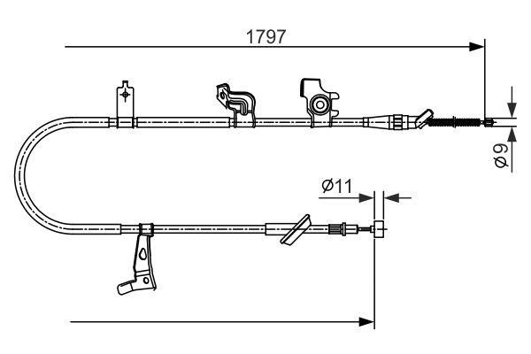 Parking brake cable, right Bosch 1 987 482 434