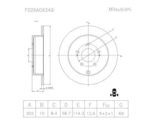 Bosch F 026 A09 349 Brake disc F026A09349