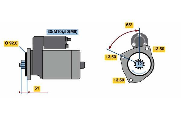 Bosch 0 001 261 002 Starter 0001261002