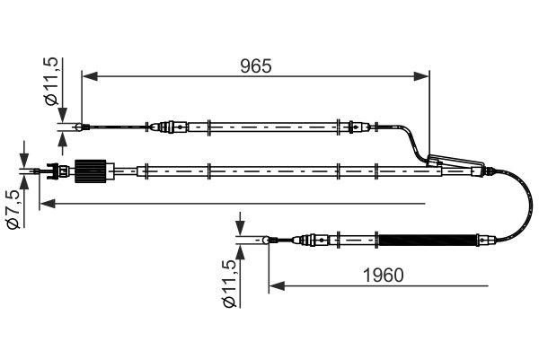 Emergency brake cable Opel: 1987482805 Bosch Handbrake cable