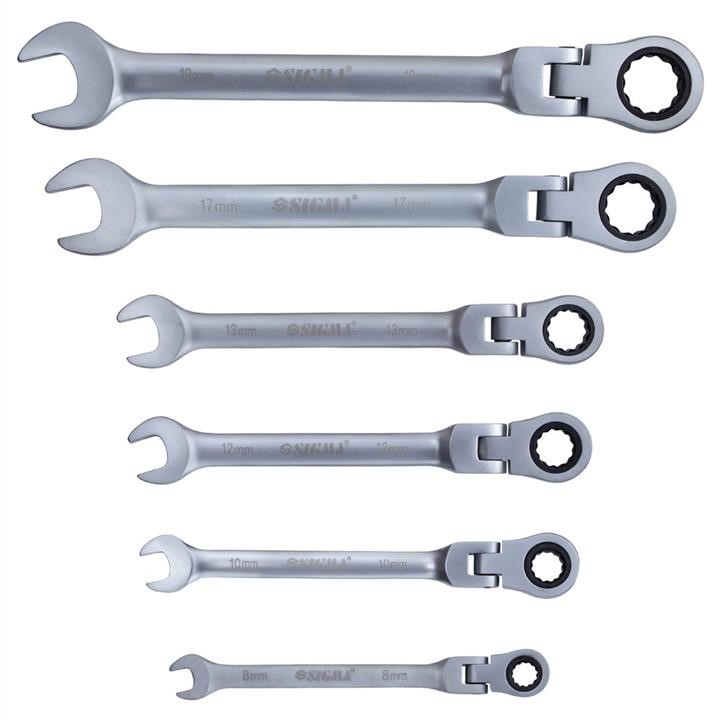 Sigma Open-end ratchet wrenches with joint 6pcs (8, 10, 12, 13, 17, 19mm) CrV satine – price