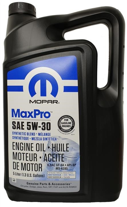 Chrysler/Mopar 68518205AA Engine oil Chrysler/Mopar MaxPro 5W-30, 5L 68518205AA