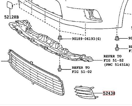 5243821040 Toyota Trim front bumper left