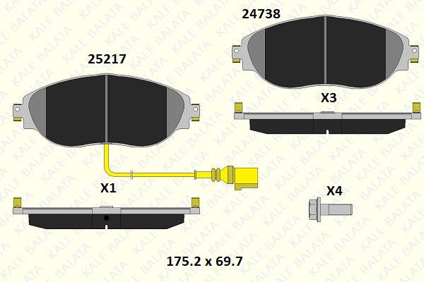 Kale Balata 24738 200 15 Front disc brake pads, set 2473820015