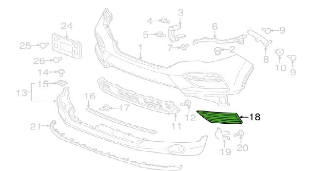 71107TG7A00 Honda Front bumper grille (plug) left