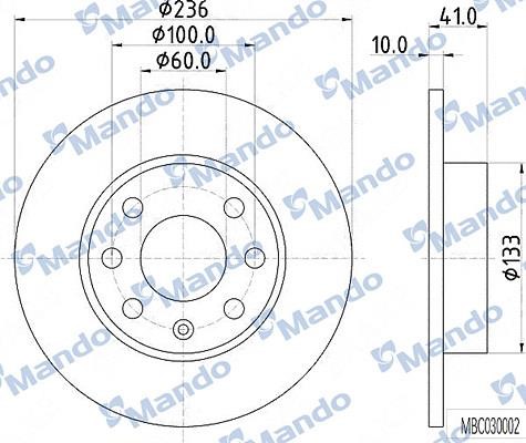 Mando MBC030002 Unventilated front brake disc MBC030002