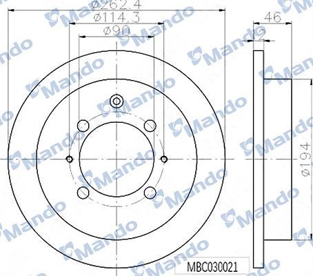 Mando MBC030021 Rear brake disc, non-ventilated MBC030021