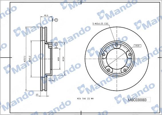 Mando MBC030083 Front brake disc ventilated MBC030083
