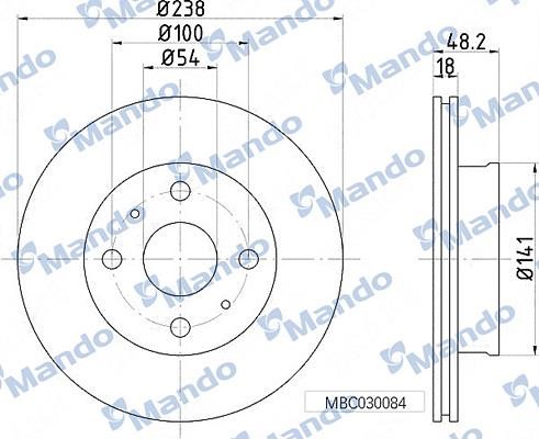 Mando MBC030084 Front brake disc ventilated MBC030084