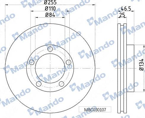 Mando MBC030107 Front brake disc ventilated MBC030107