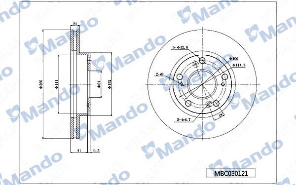 Mando MBC030121 Front brake disc ventilated MBC030121