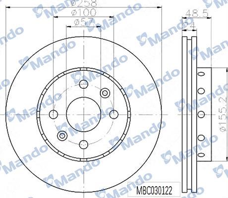 Mando MBC030122 Front brake disc ventilated MBC030122