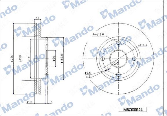 Mando MBC030124 Front brake disc ventilated MBC030124