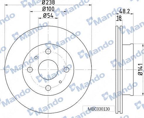 Mando MBC030130 Front brake disc ventilated MBC030130