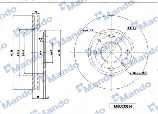 Mando MBC030134 Front brake disc ventilated MBC030134