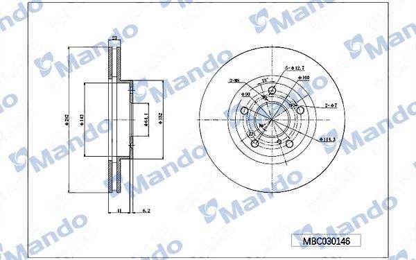 Mando MBC030146 Front brake disc ventilated MBC030146