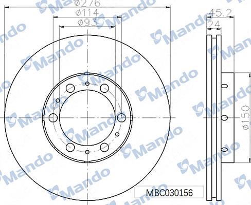 Mando MBC030156 Front brake disc ventilated MBC030156