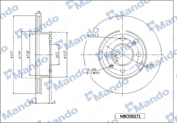 Mando MBC030171 Front brake disc ventilated MBC030171