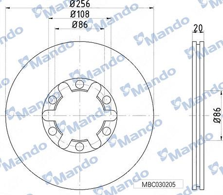 Mando MBC030205 Front brake disc ventilated MBC030205
