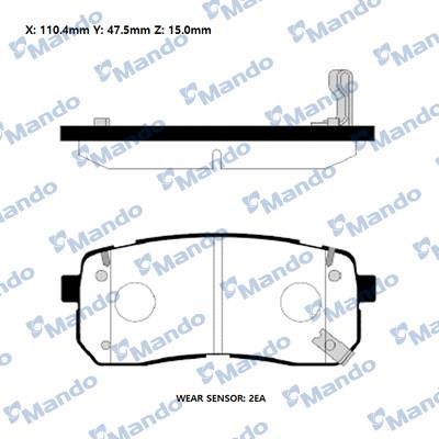 Mando RMPK52 Rear disc brake pads, set RMPK52