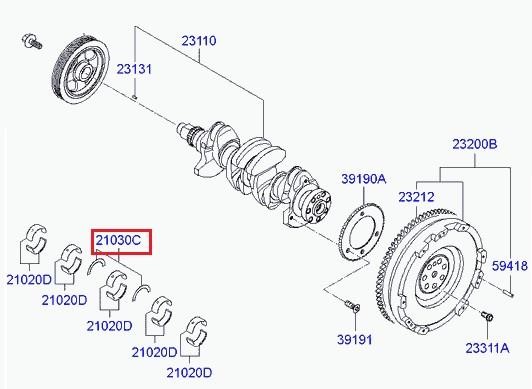 210202E010 Hyundai/Kia Crankshaft Bearing Set