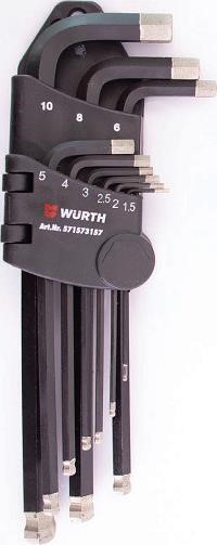 Wurth 571573157 Set of 6-point wrenches with diamond plating, 1.5-10mm, 9 pcs. 571573157