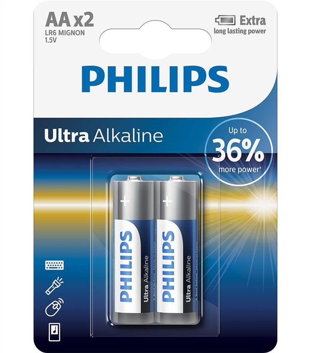 Philips LR6E2B/10 Battery Ultra Alkaline AA, 1,5V LR6E2B10