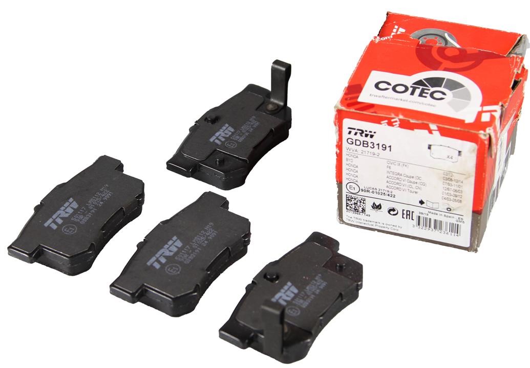 TRW COTEC brake pad set TRW GDB3191
