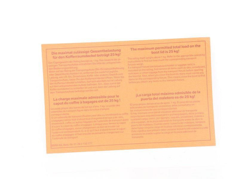 01290150777 BMW Label