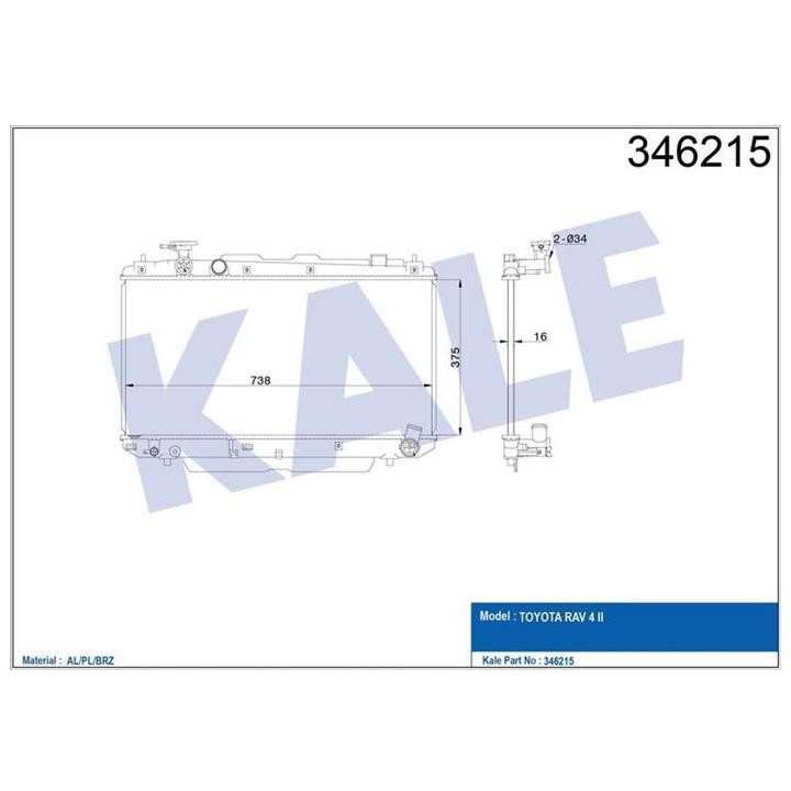 Kale Oto Radiator 346215 Radiator, engine cooling 346215