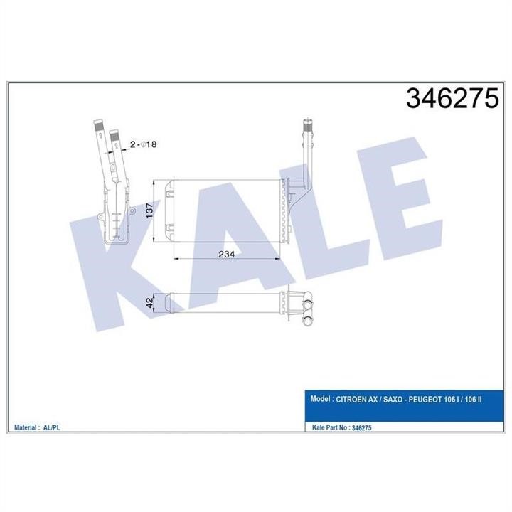 Kale Oto Radiator 346275 Heat exchanger, interior heating 346275