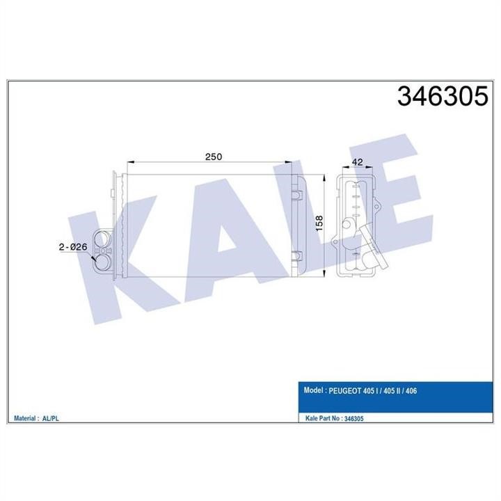 Kale Oto Radiator 346305 Heat exchanger, interior heating 346305