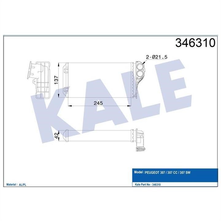 Kale Oto Radiator 346310 Heat exchanger, interior heating 346310