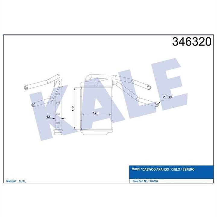 Kale Oto Radiator 346320 Heat exchanger, interior heating 346320
