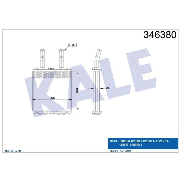 Kale Oto Radiator 346380 Heat exchanger, interior heating 346380