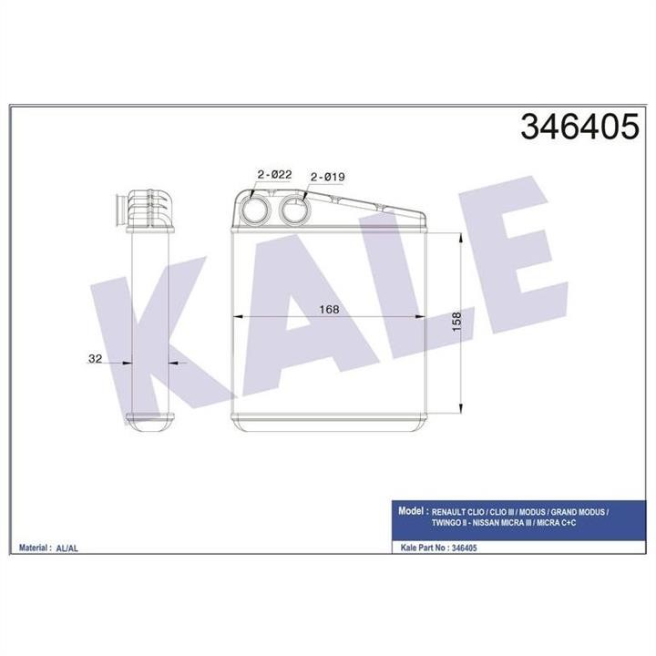 Kale Oto Radiator 346405 Heat exchanger, interior heating 346405