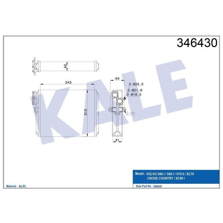 Kale Oto Radiator 346430 Heat exchanger, interior heating 346430