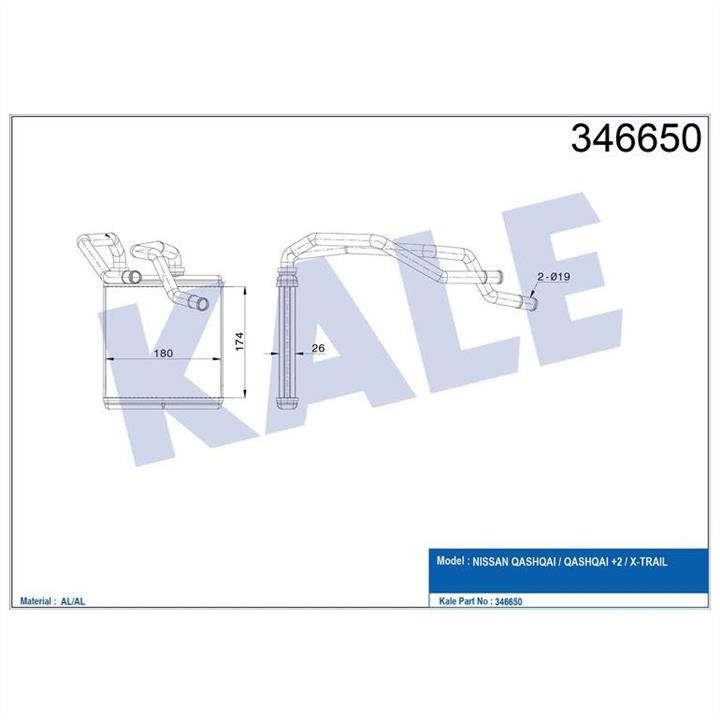 Kale Oto Radiator 346650 Heat exchanger, interior heating 346650