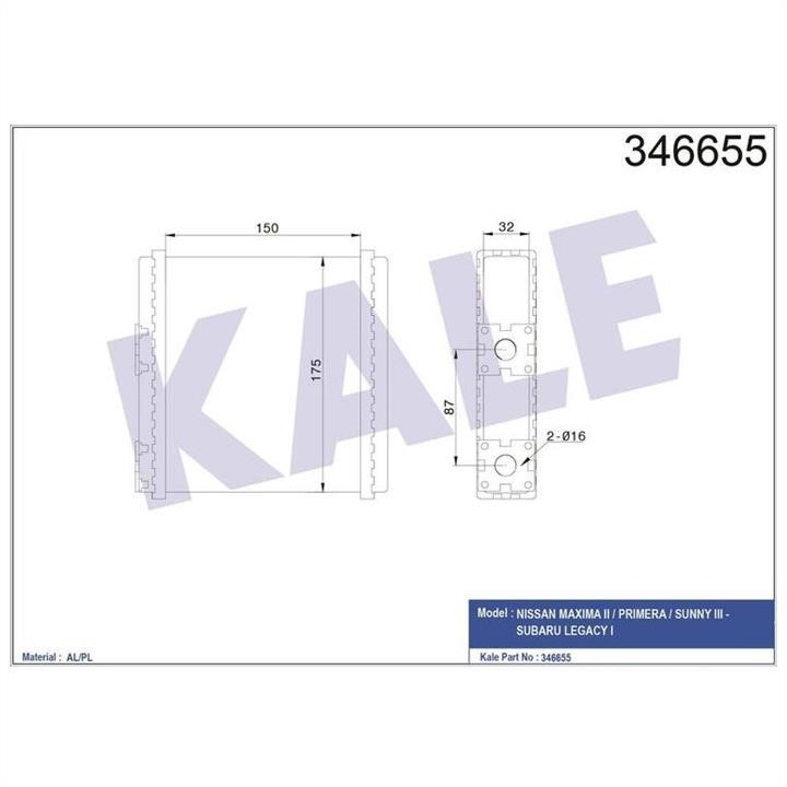 Kale Oto Radiator 346655 Heat exchanger, interior heating 346655
