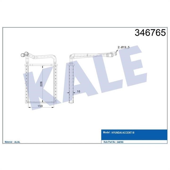 Kale Oto Radiator 346765 Heat exchanger, interior heating 346765