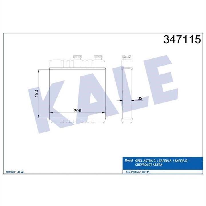 Kale Oto Radiator 347115 Heat exchanger, interior heating 347115