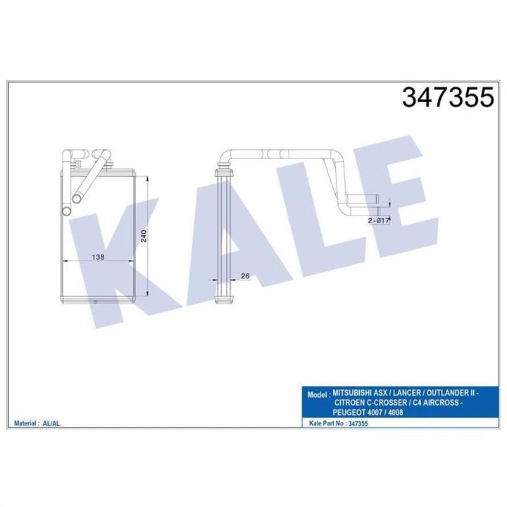Kale Oto Radiator 347355 Heat exchanger, interior heating 347355