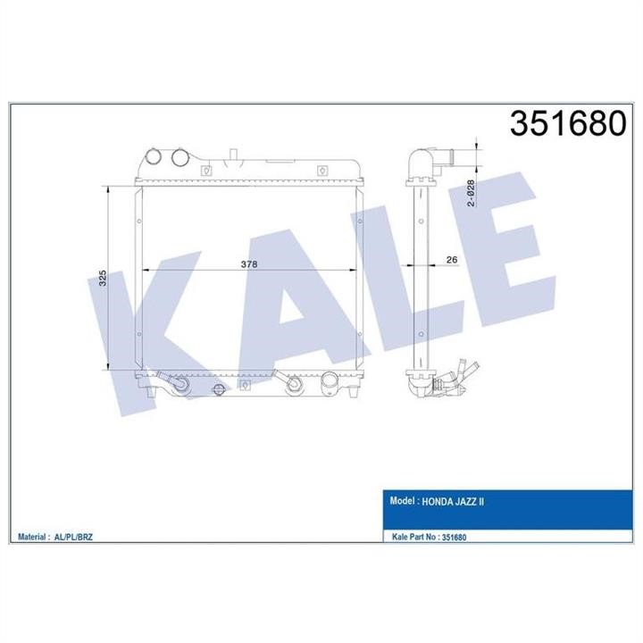 Kale Oto Radiator 351680 Radiator, engine cooling 351680