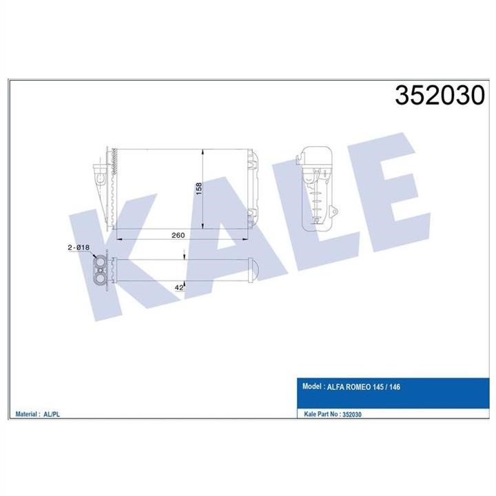 Kale Oto Radiator 352030 Heat exchanger, interior heating 352030