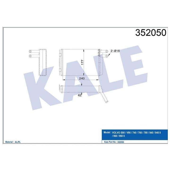 Kale Oto Radiator 352050 Heat exchanger, interior heating 352050